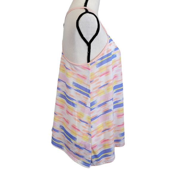 American Eagle Tank Top Womens Sz M‎ Striped Pink Blue Flowy Sheer Strappy Shirt - Picture 6 of 8